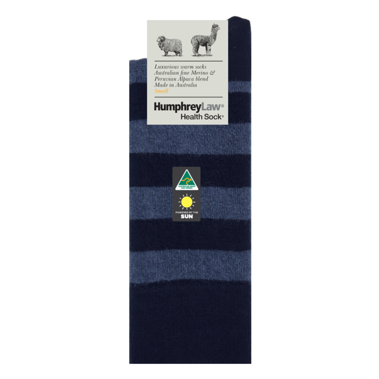 Humphrey Law Baby Alpaca/Merino Stripe Socks Navy