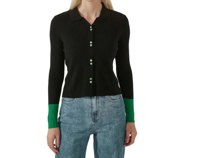 Stitch + Story Emerald Combo Collared Knit