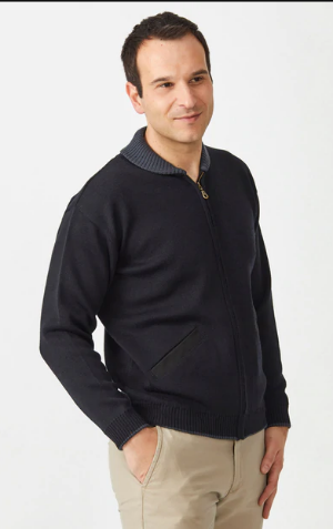 Aklanda Shawl Collar Zip Cardigan Black