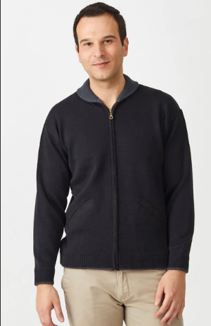 Aklanda Shawl Collar Zip Cardigan Black