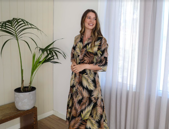 Jump Palm Print Tired Dress
