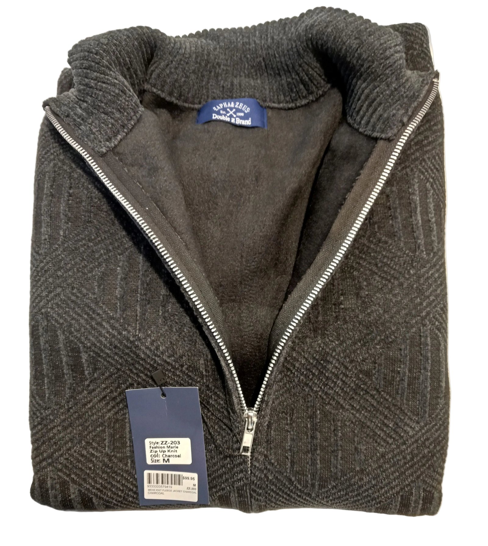 Mens Knit Fleece Jacket Charcoal