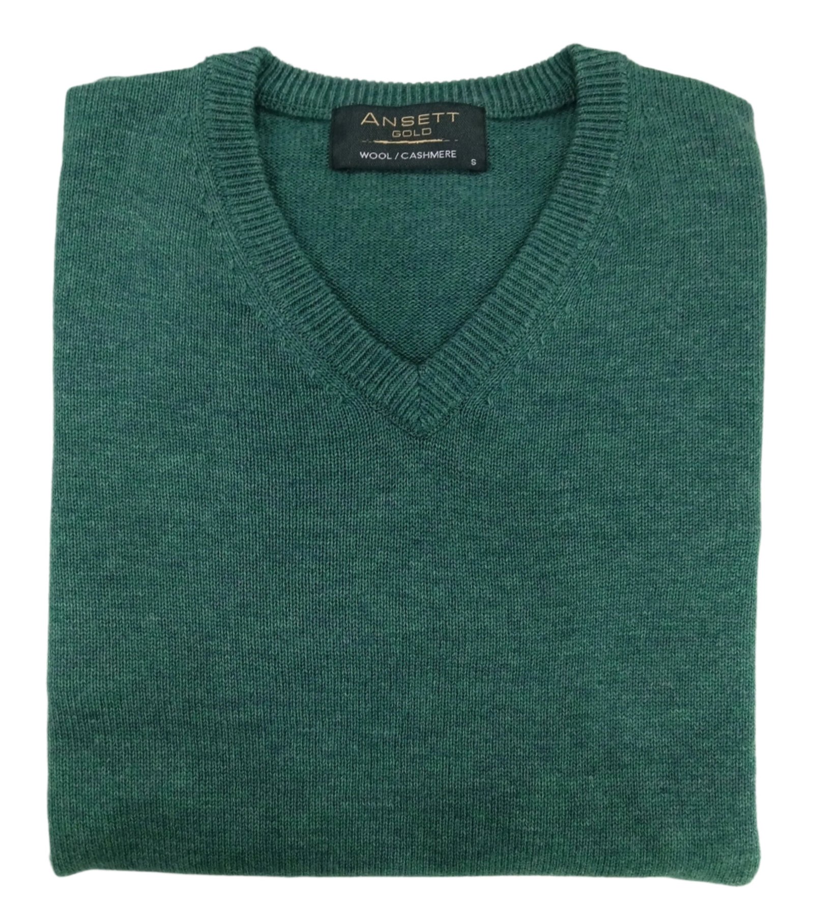 Ansett Wool Cashmere Vee Neck Jade