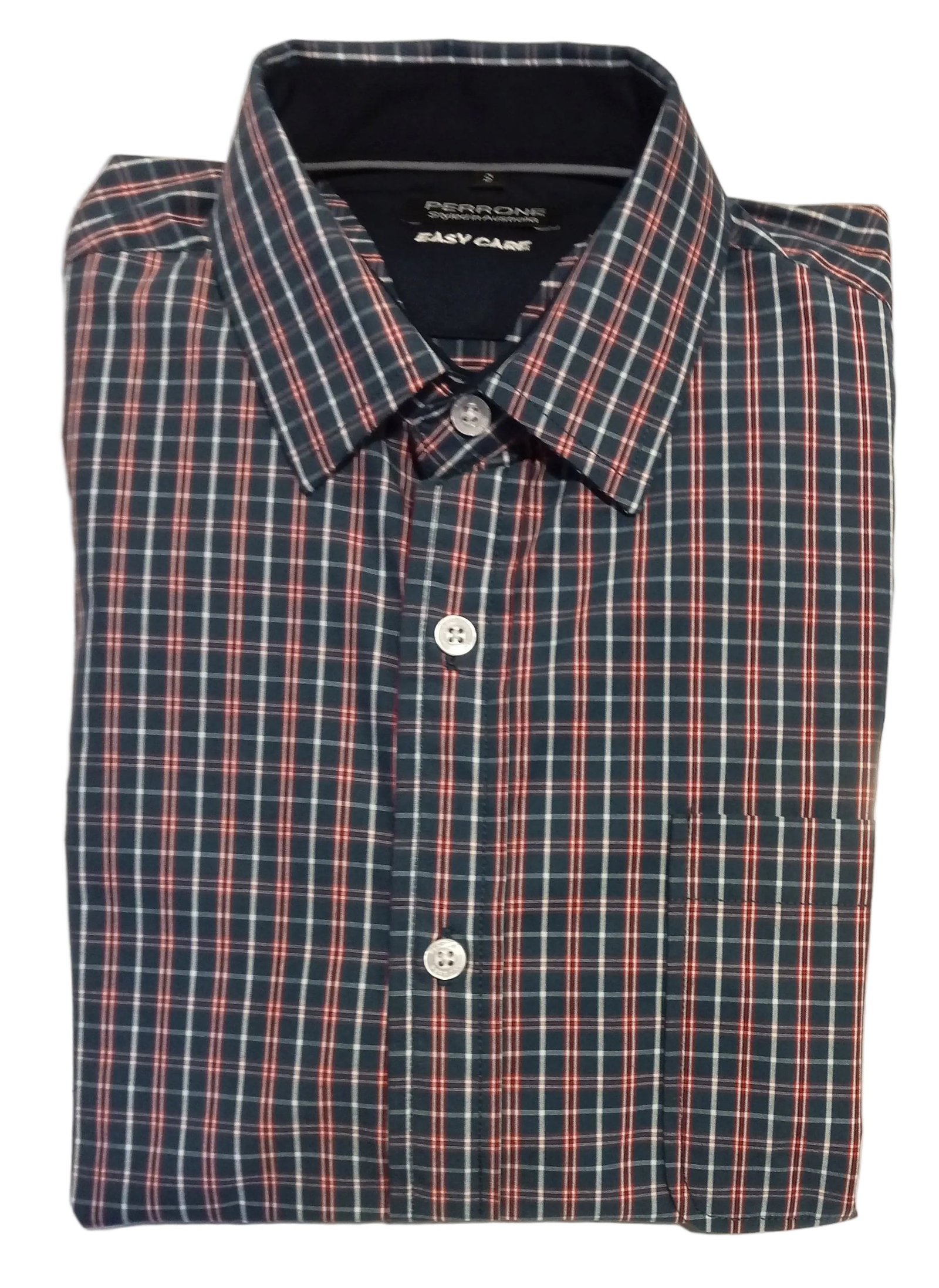 Perrone Easycare Cotton Shirt Navy/Red