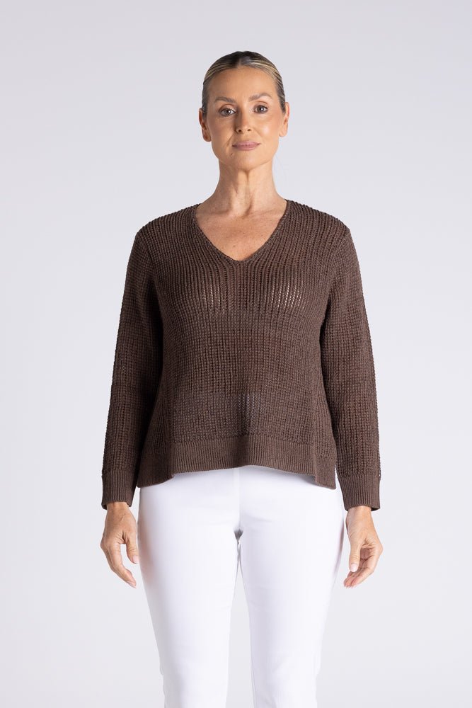 Two-T’s V Neck Tape Yarn Knit