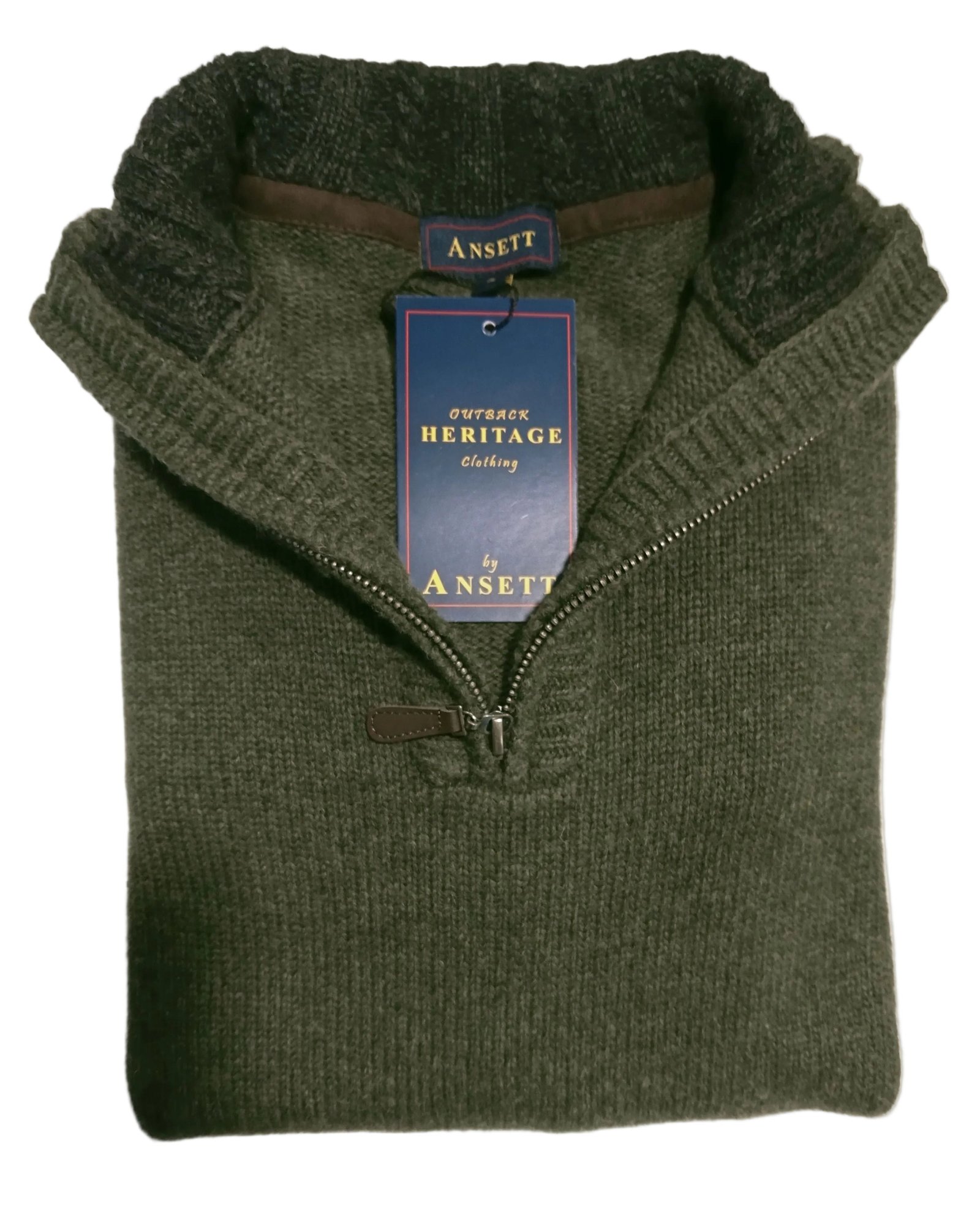 Ansett Lambswool Blend 1/2 Zip Mock Rib Thyme