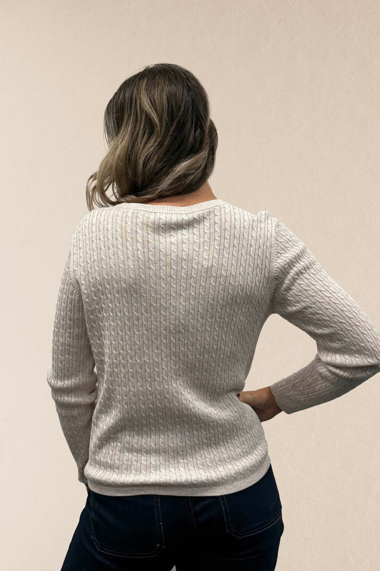 Slade Fine Knit Cable Jumper Cardinal