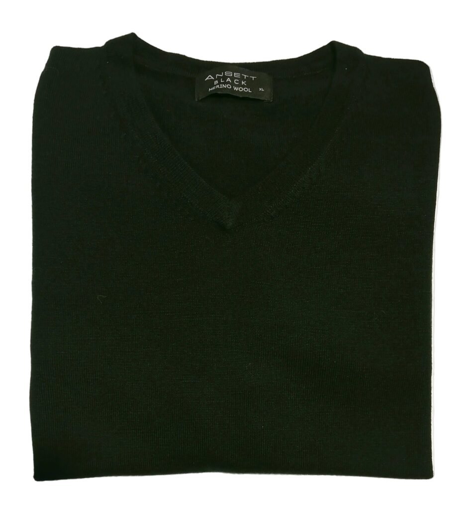 Ansett Merino Wool Vee Black