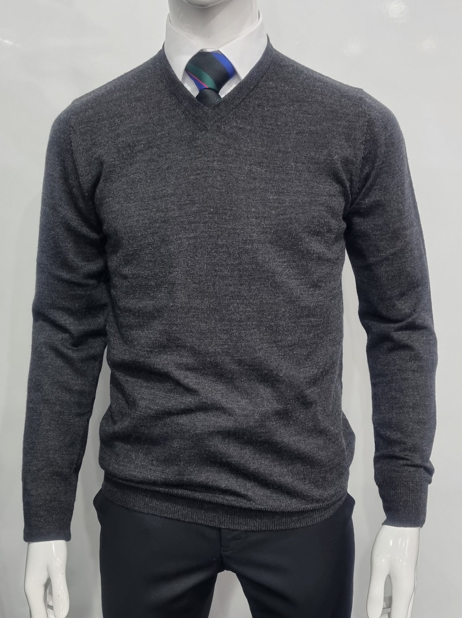 ANSETT Merino Wool Vee Charcoal