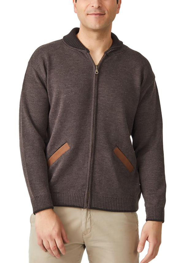 Aklanda Shawl Zip Cardigan Ash Brown