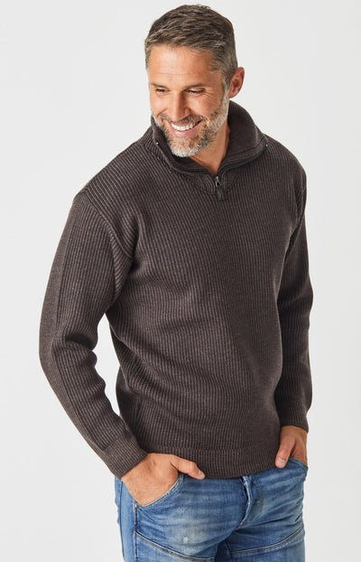 Aklanda Half Zip Shawl Jumper Ash Brown