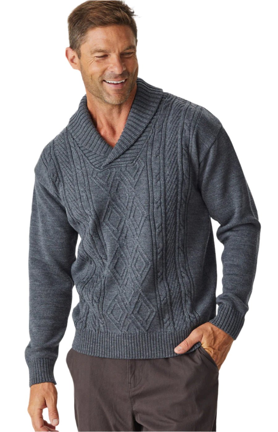 Aklanda Merino Aaron Cable Shawl Wallaby