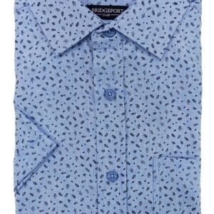 Blue patterned shirt on a white background