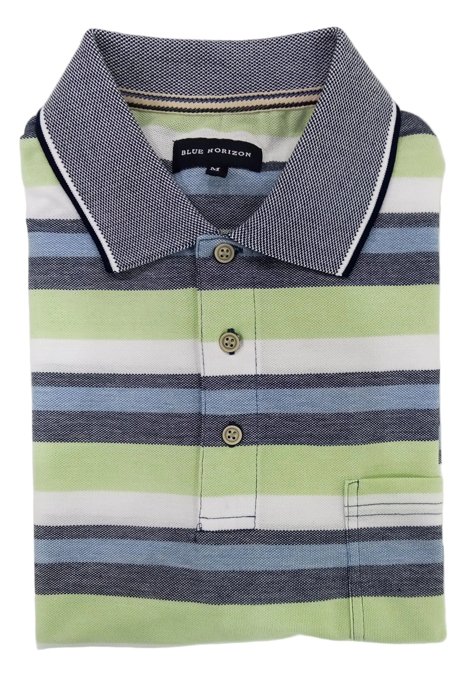 Blue Horizon Striped Polo Lime