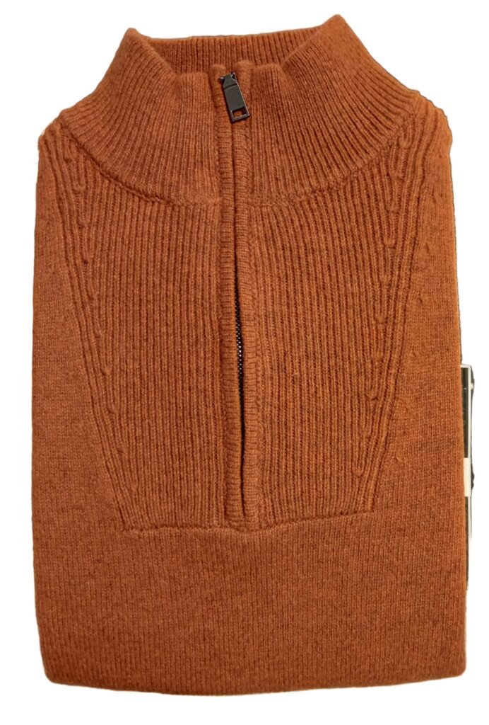Bridge & Lord Quater Zip Wool Jumper Tibetan Tan