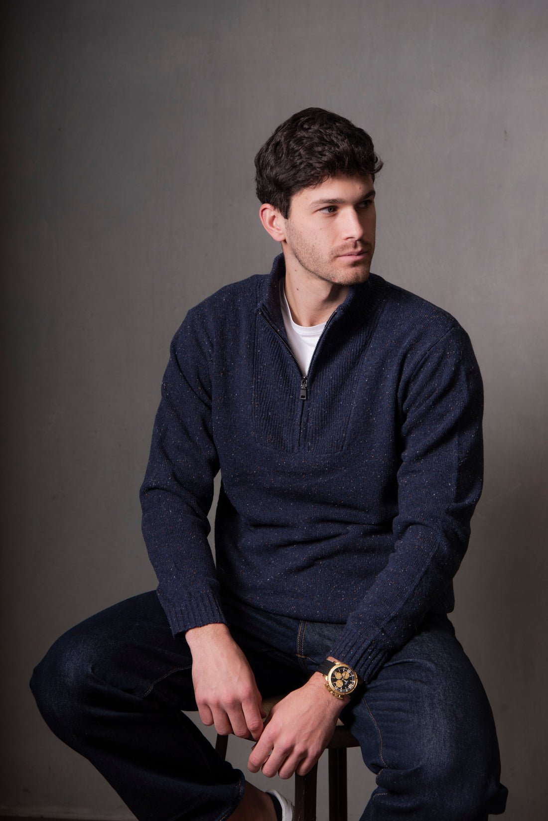 Bridge & Lord Quater Zip Wool Rib Sides Marco