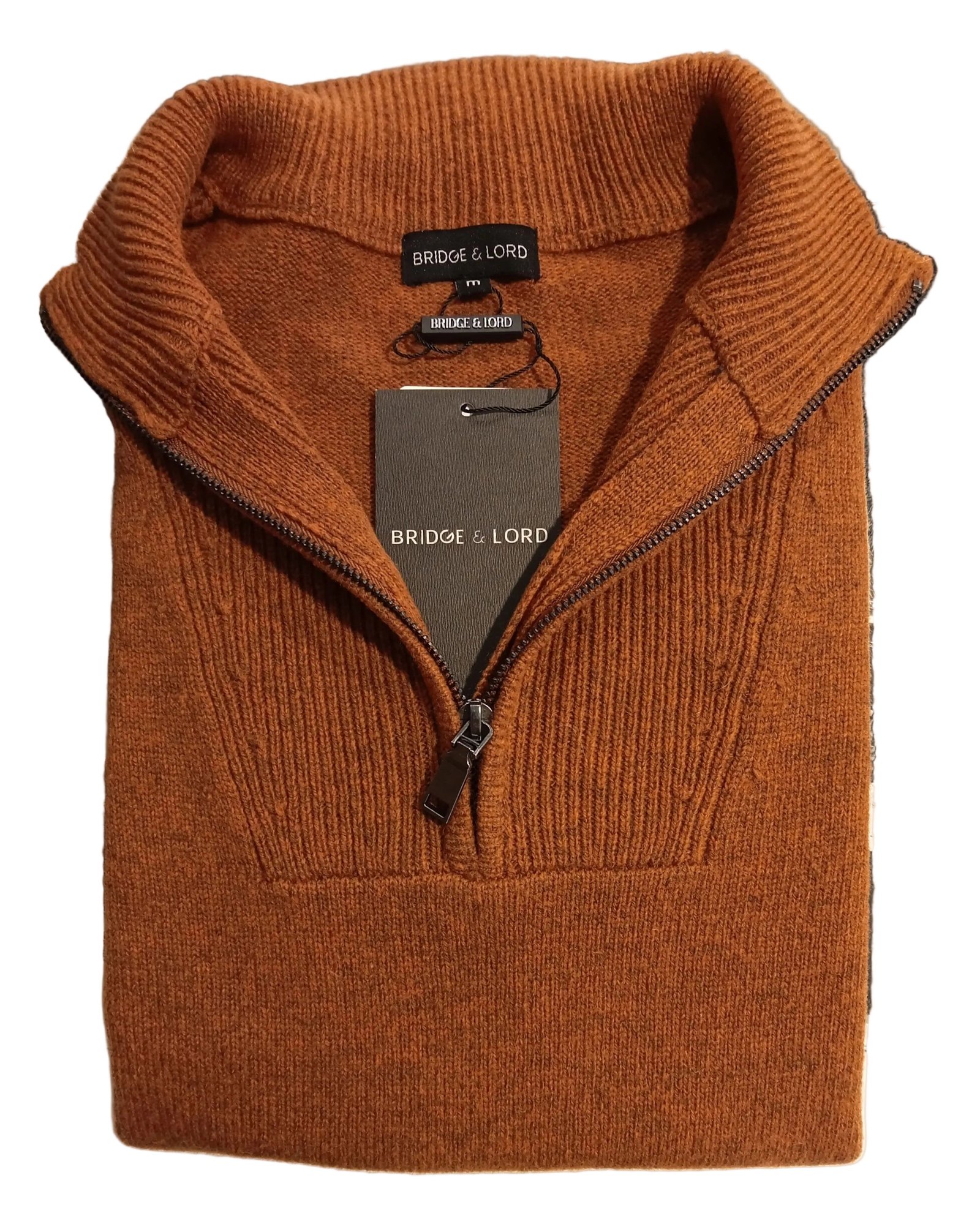 Bridge & Lord Quater Zip Wool Jumper Tibetan Tan