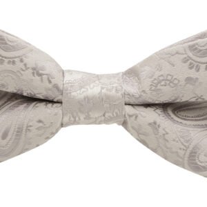 bow tie & pocket square, paisley, silver
