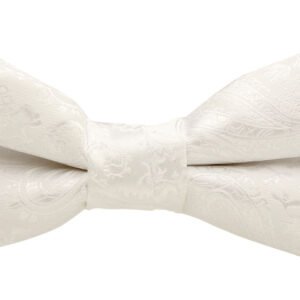 bow tie & pocket square, paisley, white