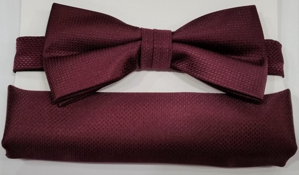 bow tie & pocket square, carbon, maroon