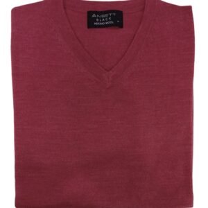 Ansett Merino Wool Vee Jumper Berry