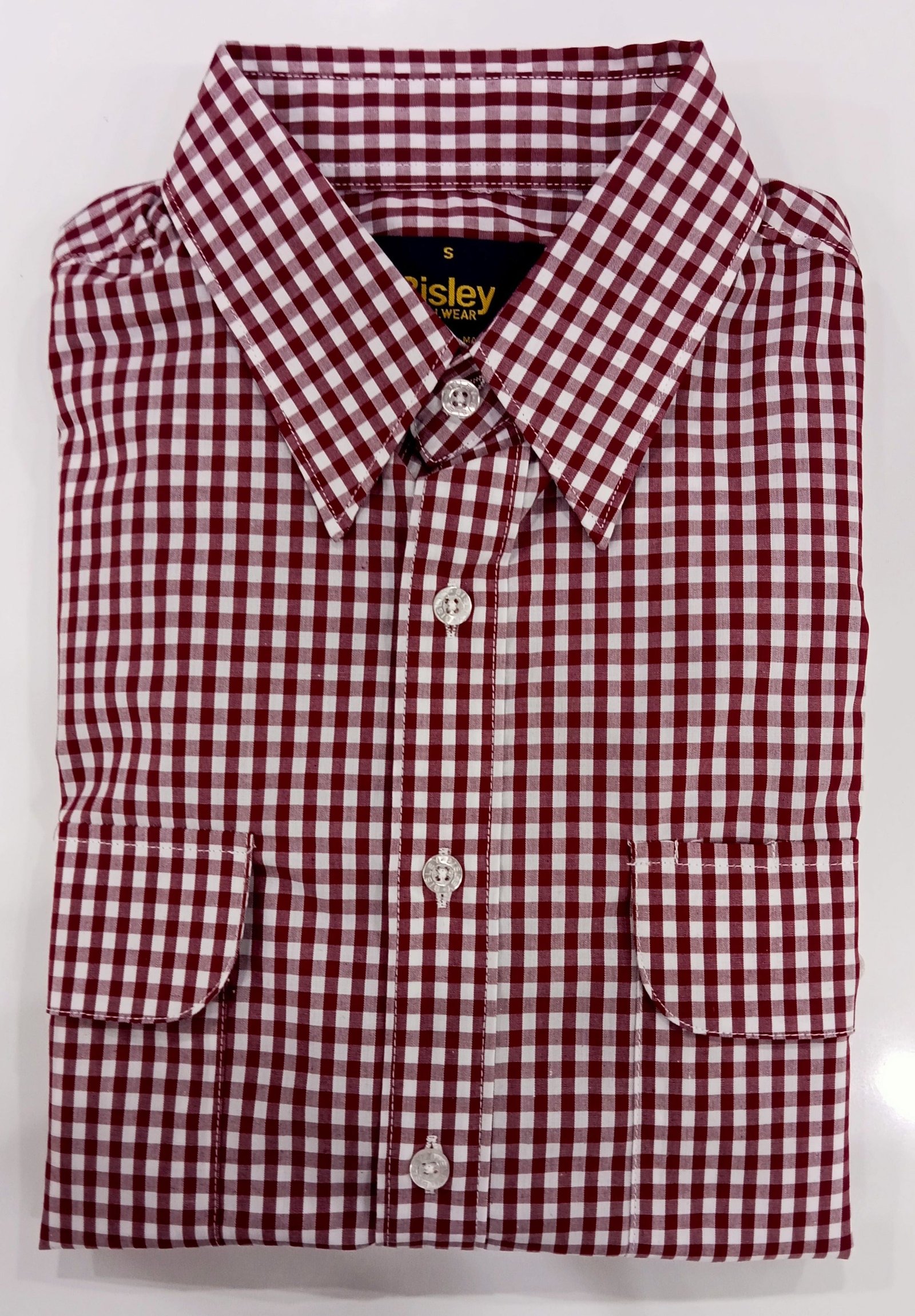 Bisley Casual Shirt Small Check Maroon