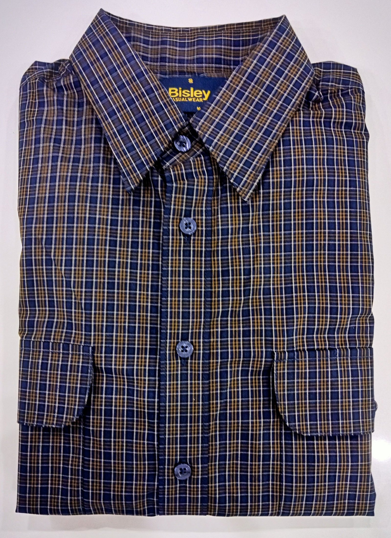 Bisley Casual Shirt Small Check Dark Navy
