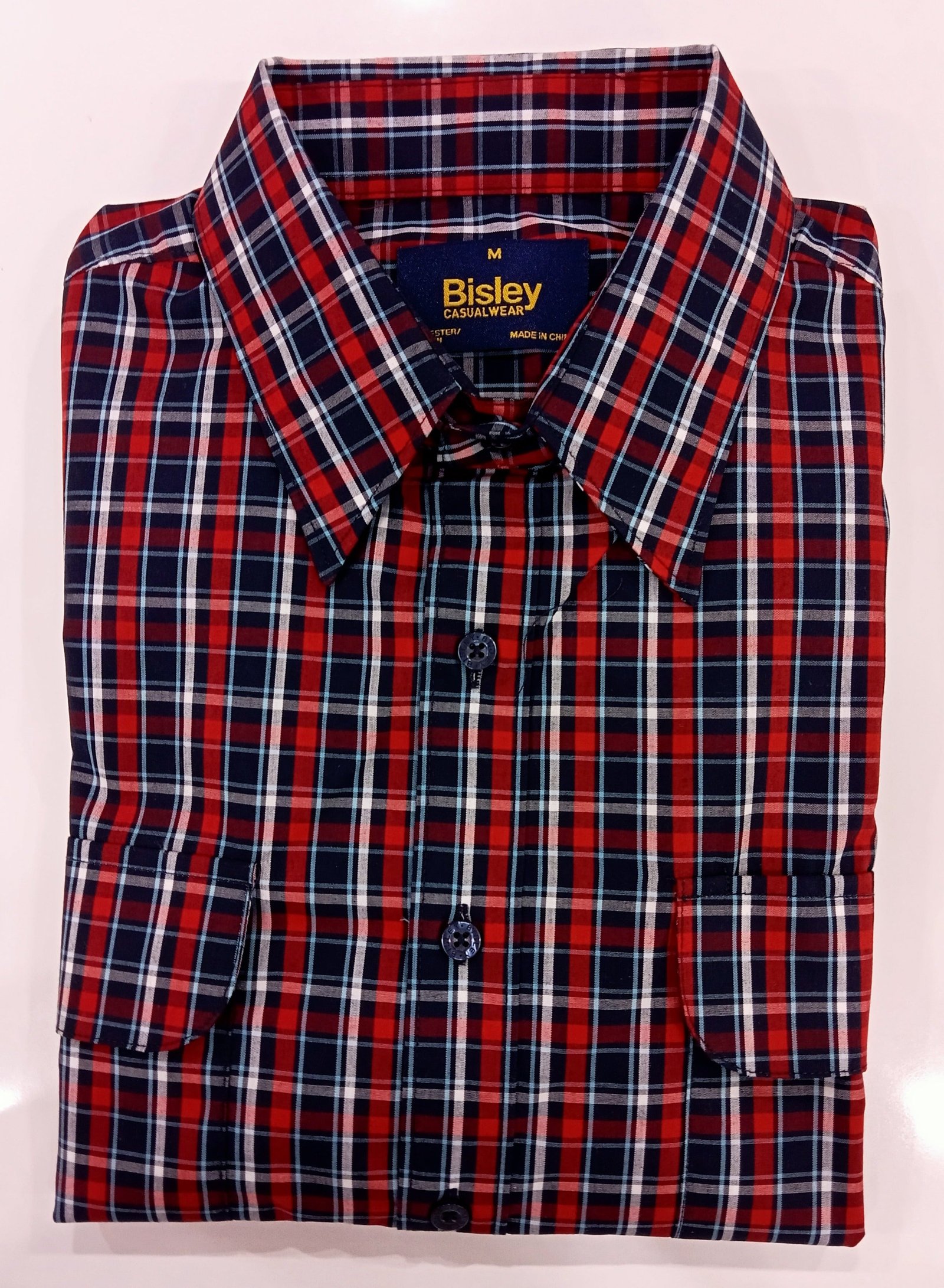 Bisley Casual Shirt L/S Small Check Red