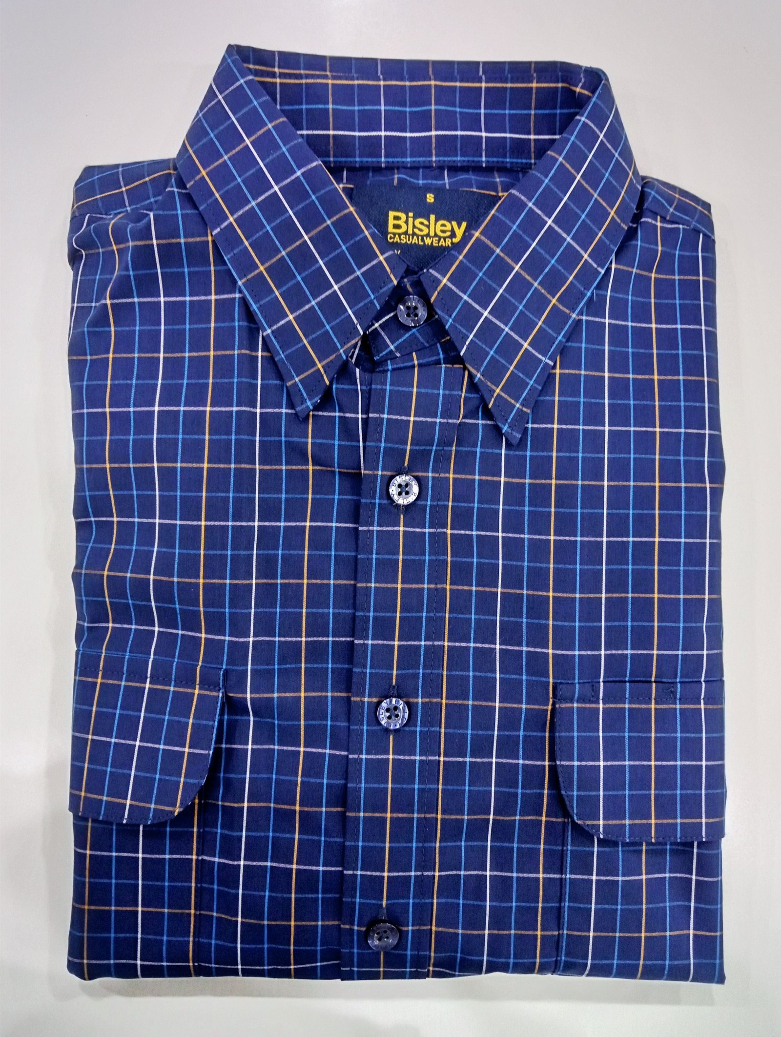 Bisley Casual Shirt L/S Check Navy