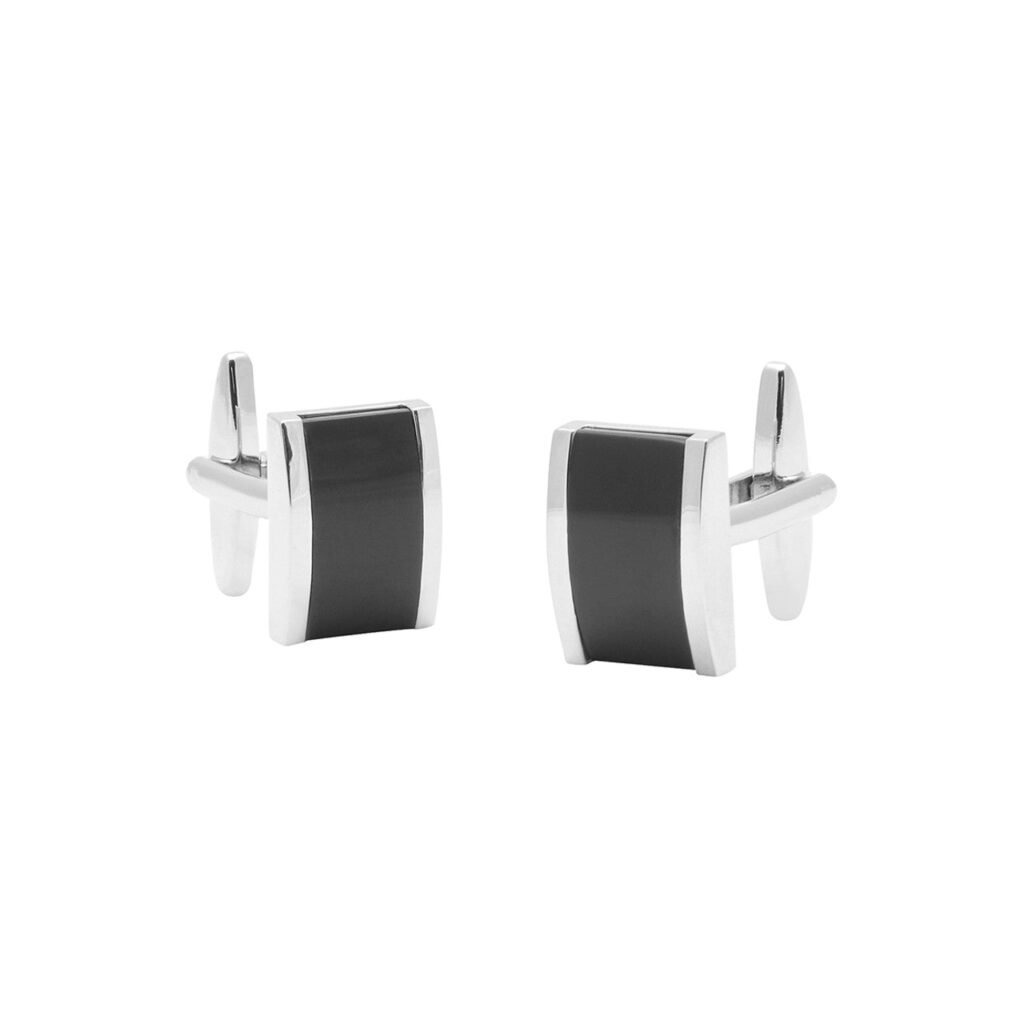 Buckle Cufflinks Nickle Onyx