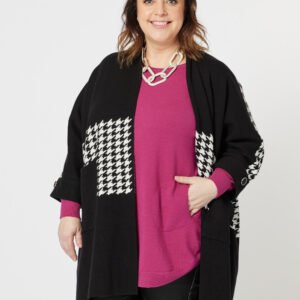 Clarity Houndstooth Trim Knit