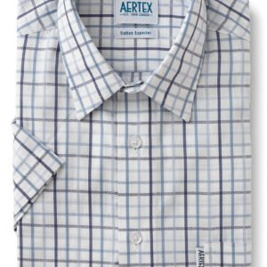 Folded Aertex checkered shirt on a white background