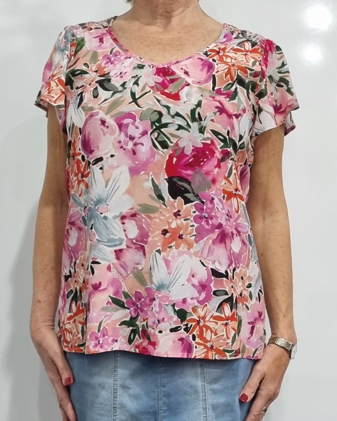 Jump Flair Flutter Sleeve Top