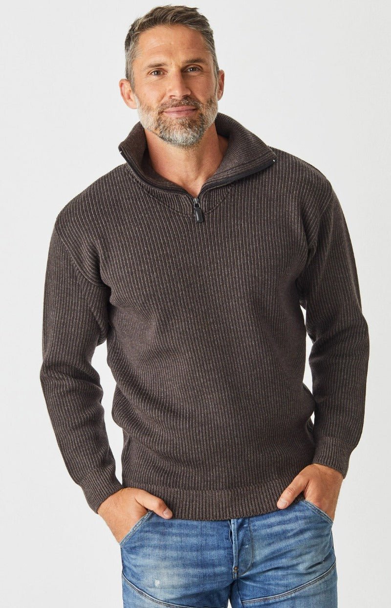 Aklanda Half Zip Shawl Jumper Ash Brown