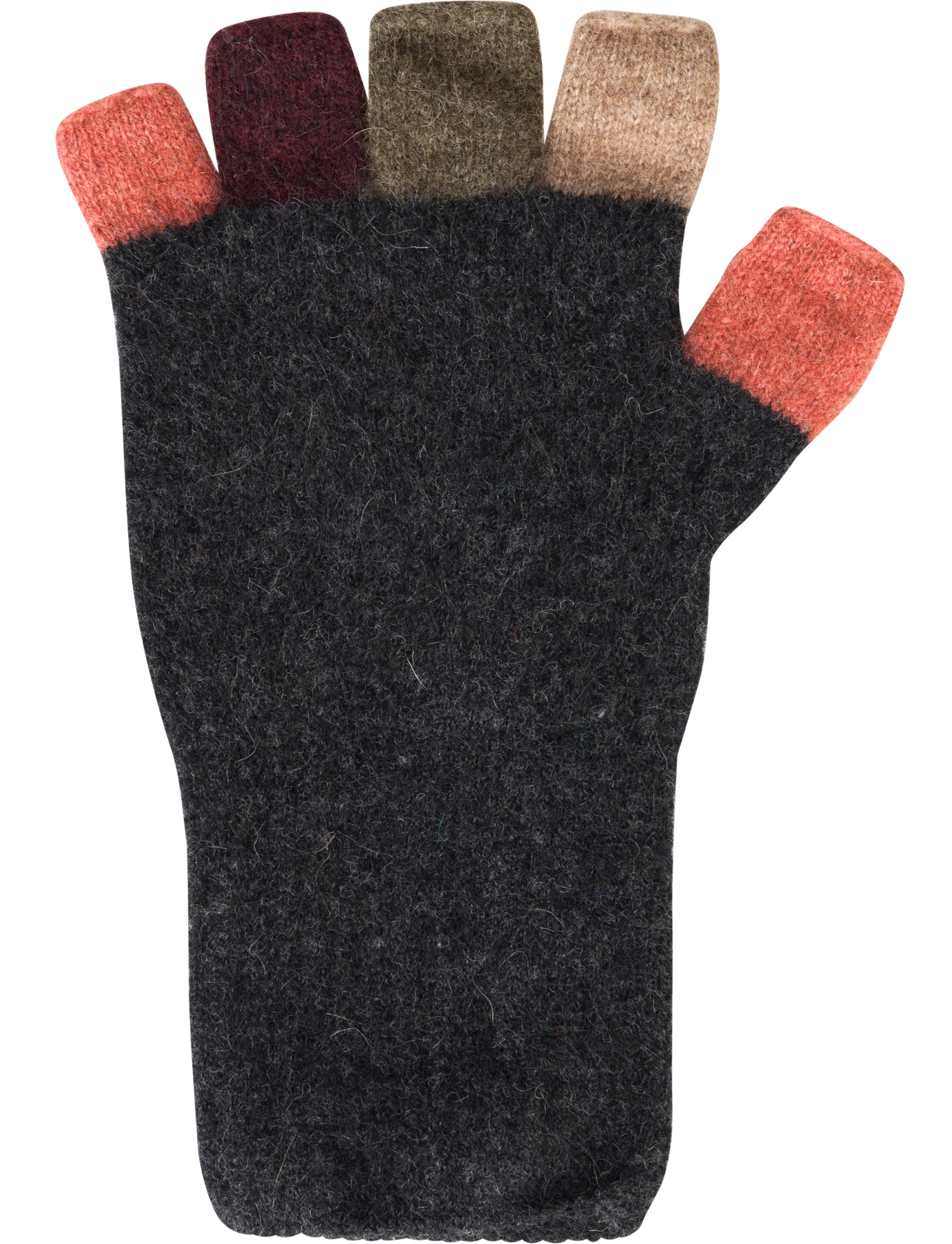 Native World Possum Multi Fingerless Gloves Charcoal
