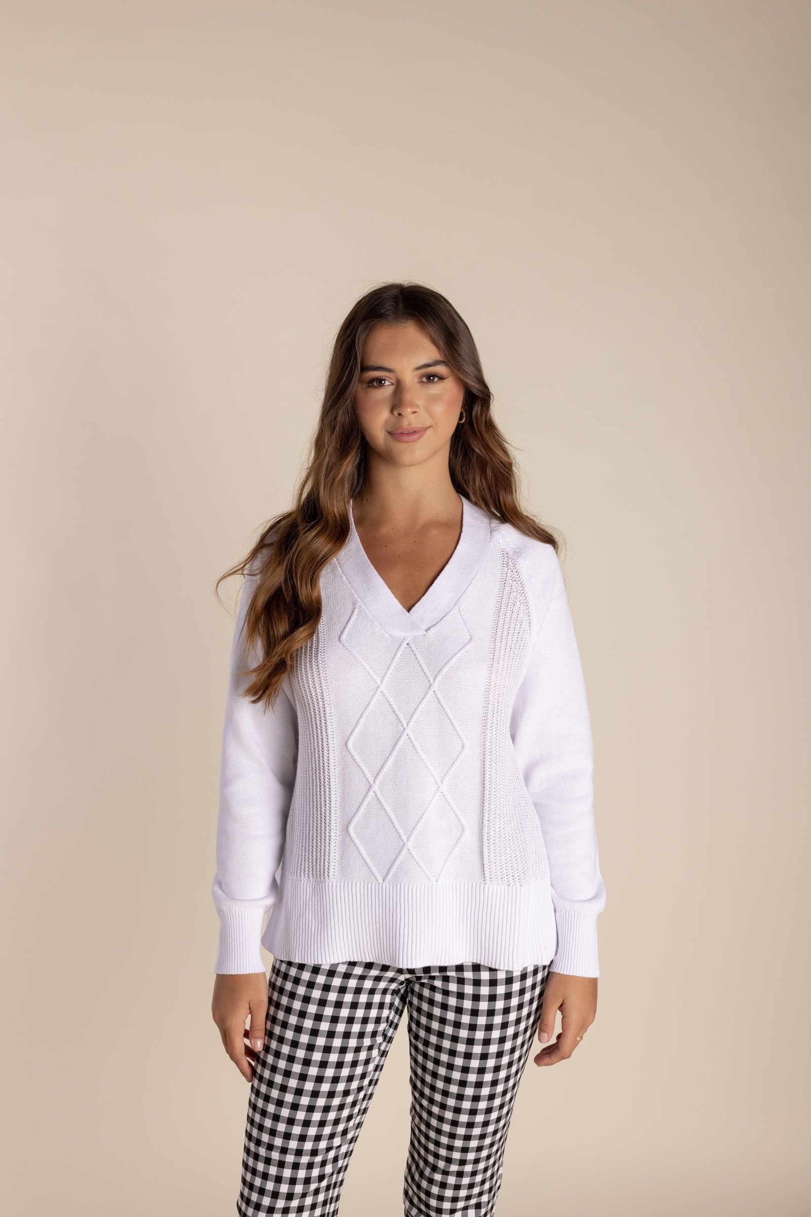 Two -T’S V Neck Cable Sweater