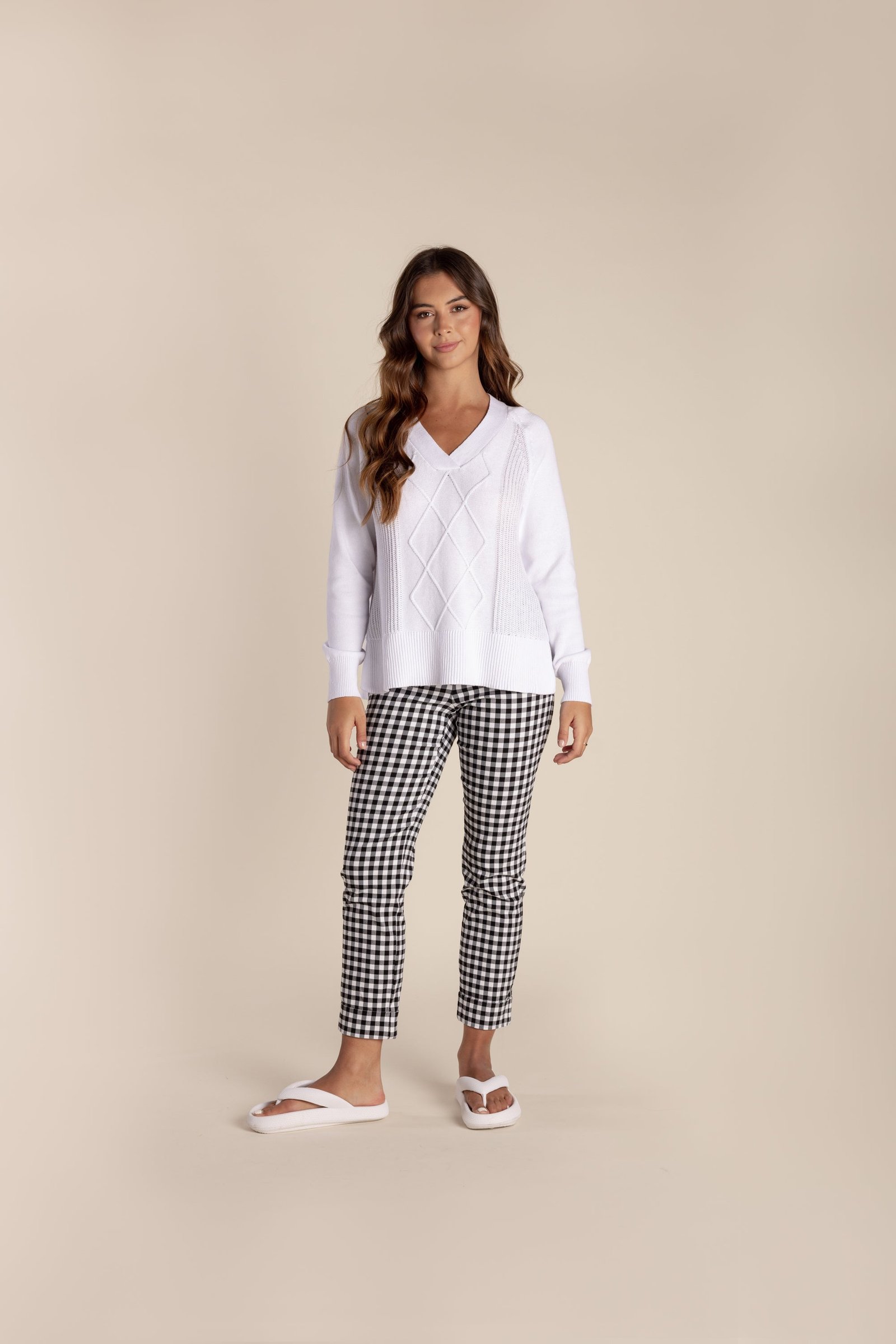 Two -T’S V Neck Cable Sweater