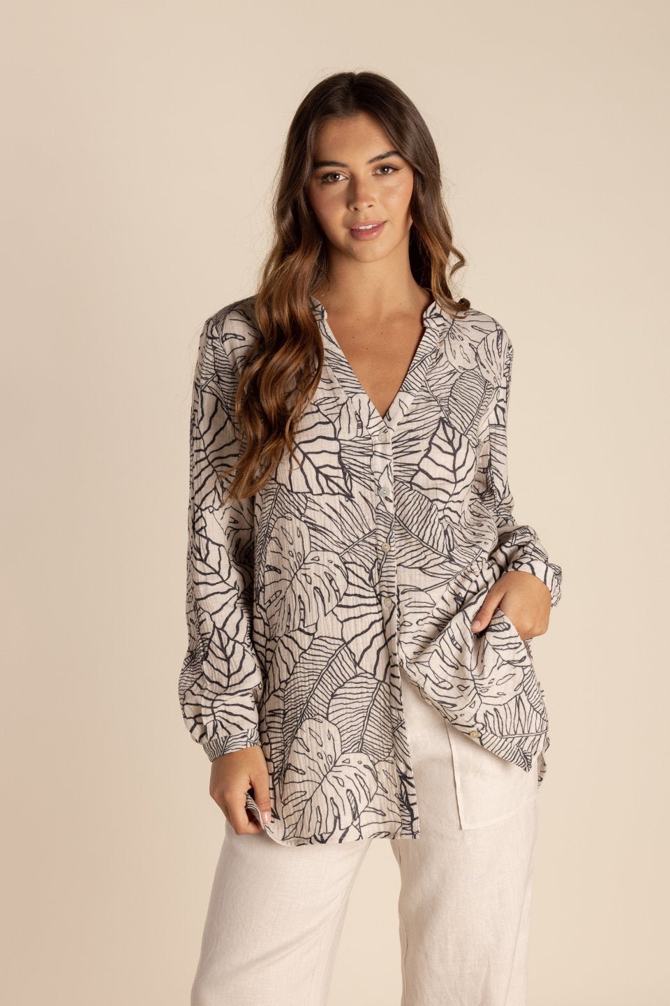 Two-T’s Leaf Print Shirt