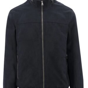 Black jacket with a zipper on a white background