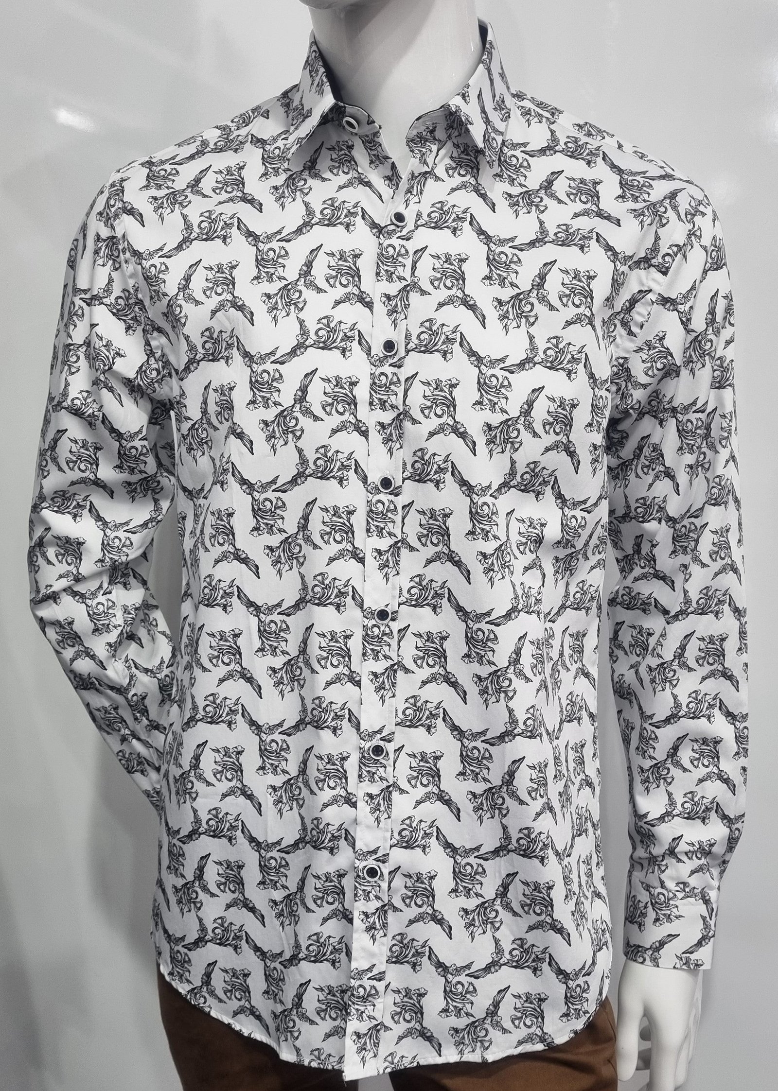 AK Demire L/S Fashion Shirt-WHITE / BLACK