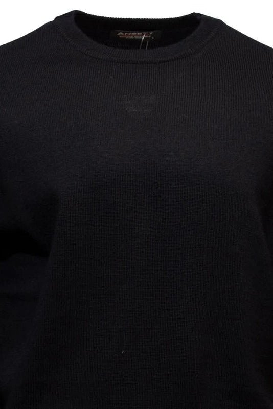 Ansett Merino Crew Neck Jumper Black