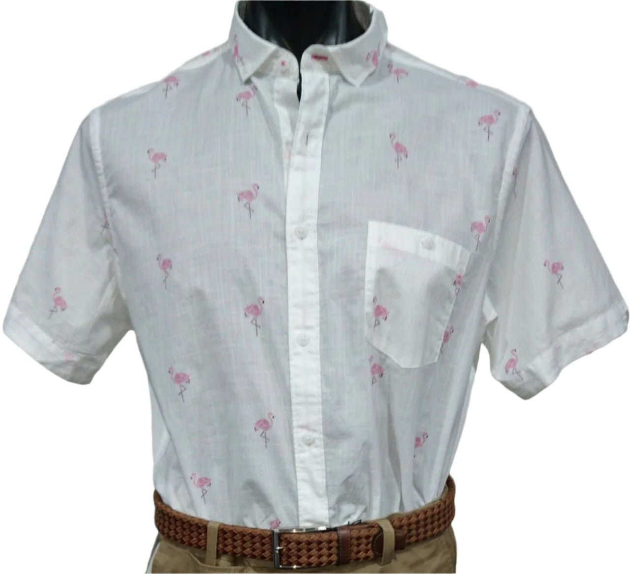 Brooksfield Casual Flamingo Print S/S Shirt