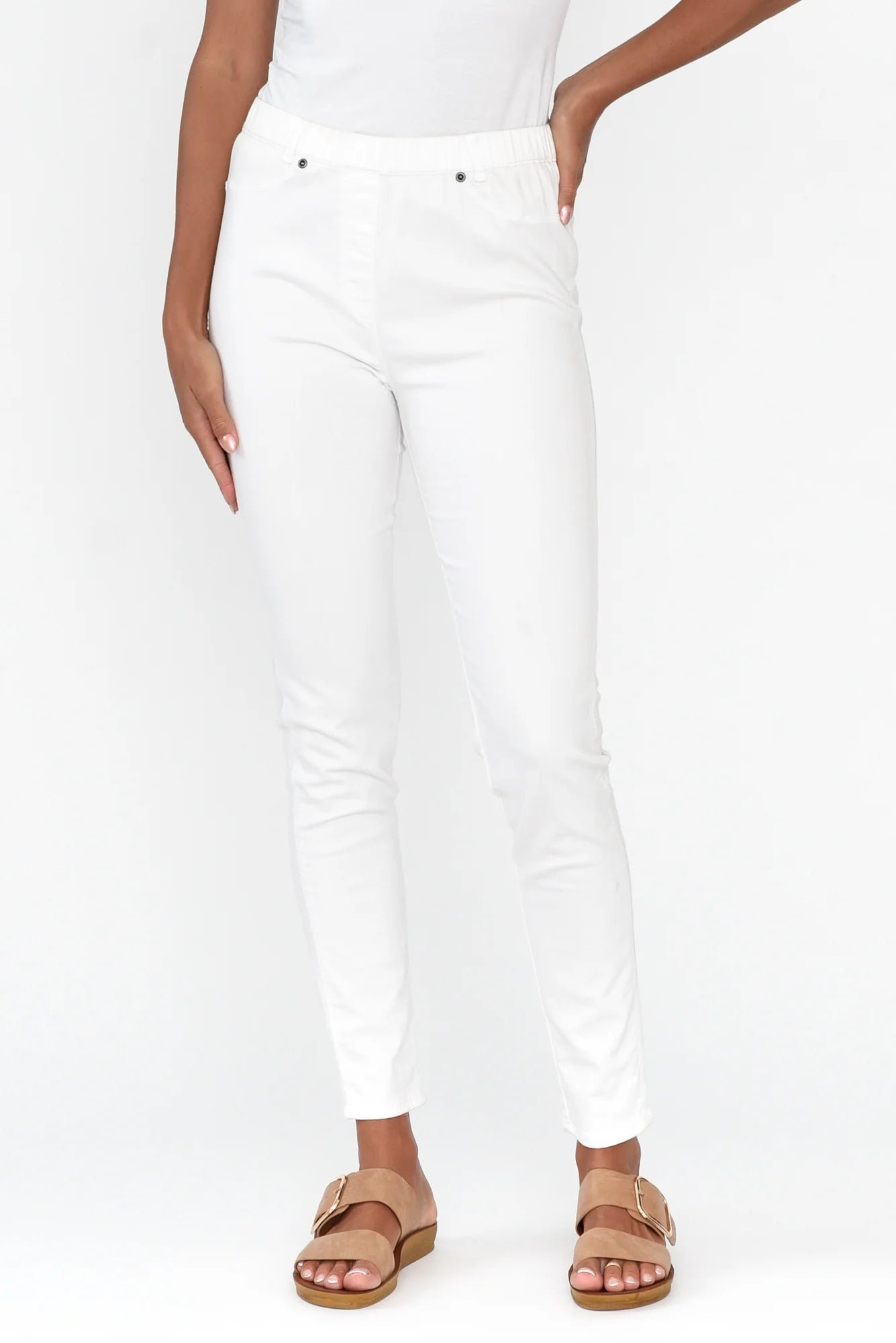 Cafe Latte Stretch Jegging White