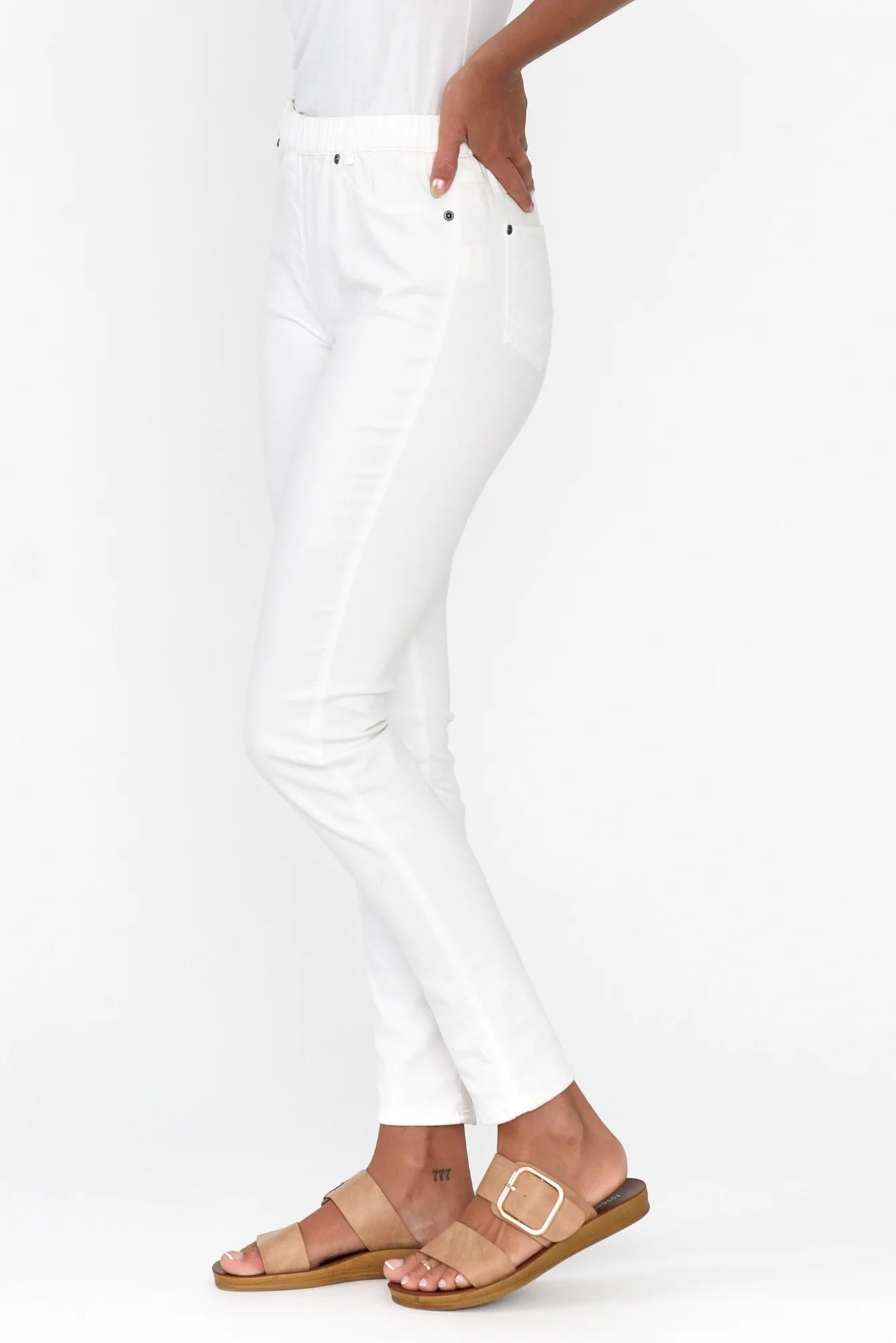 Cafe Latte Stretch Jegging White