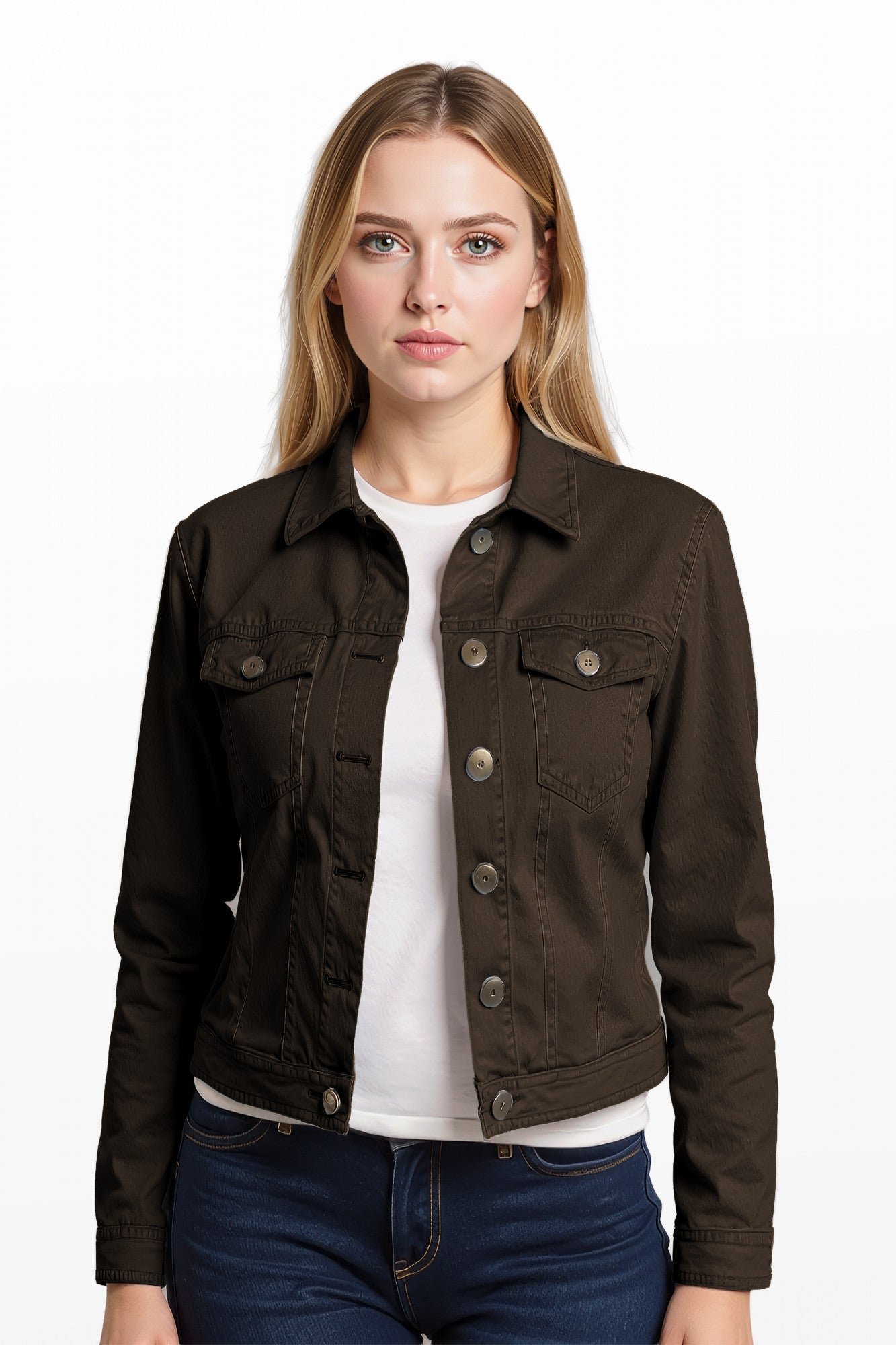 Cafe Latte Stretch Jean Jacket Chocolate