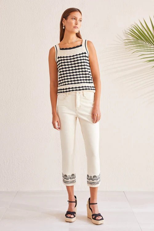 Tribal Audrey Straight Crop With Fancy Embroidery