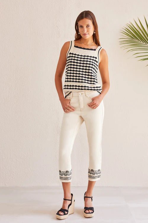Tribal Audrey Straight Crop With Fancy Embroidery