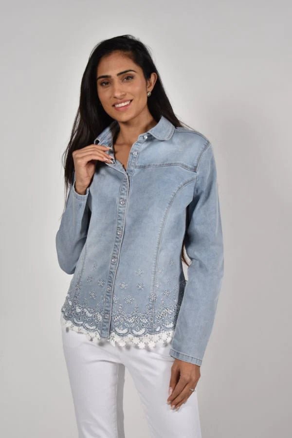Frank Lyman Denim Embellished Top