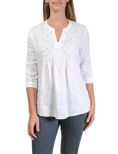 Jump Sequin Front Pin Tuck Top