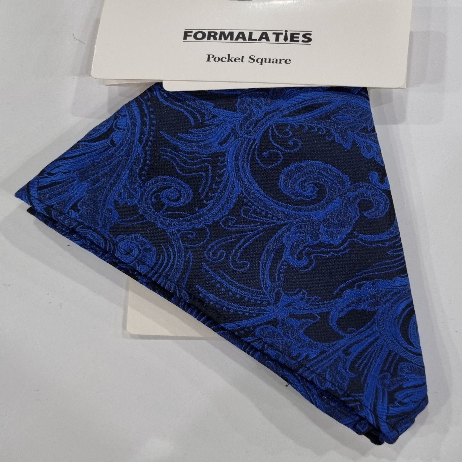 Formalaties Paisley Pocket Square Royal Blue